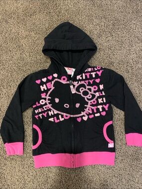 Hello Kitty Girls Zip-Up Hoodie with Glitter